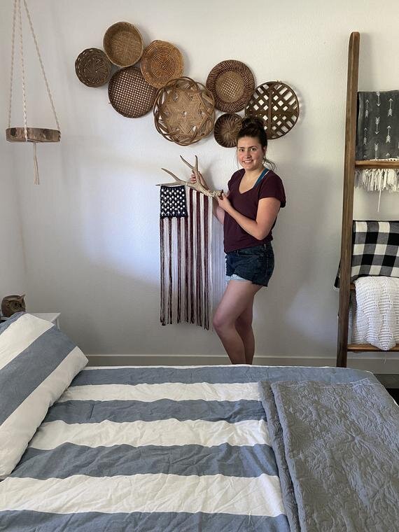 Macrame Antler Flag, Macrame Wall Hanging
