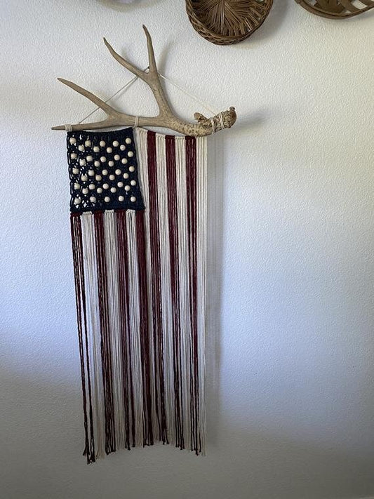 Macrame Antler Flag, Macrame Wall Hanging