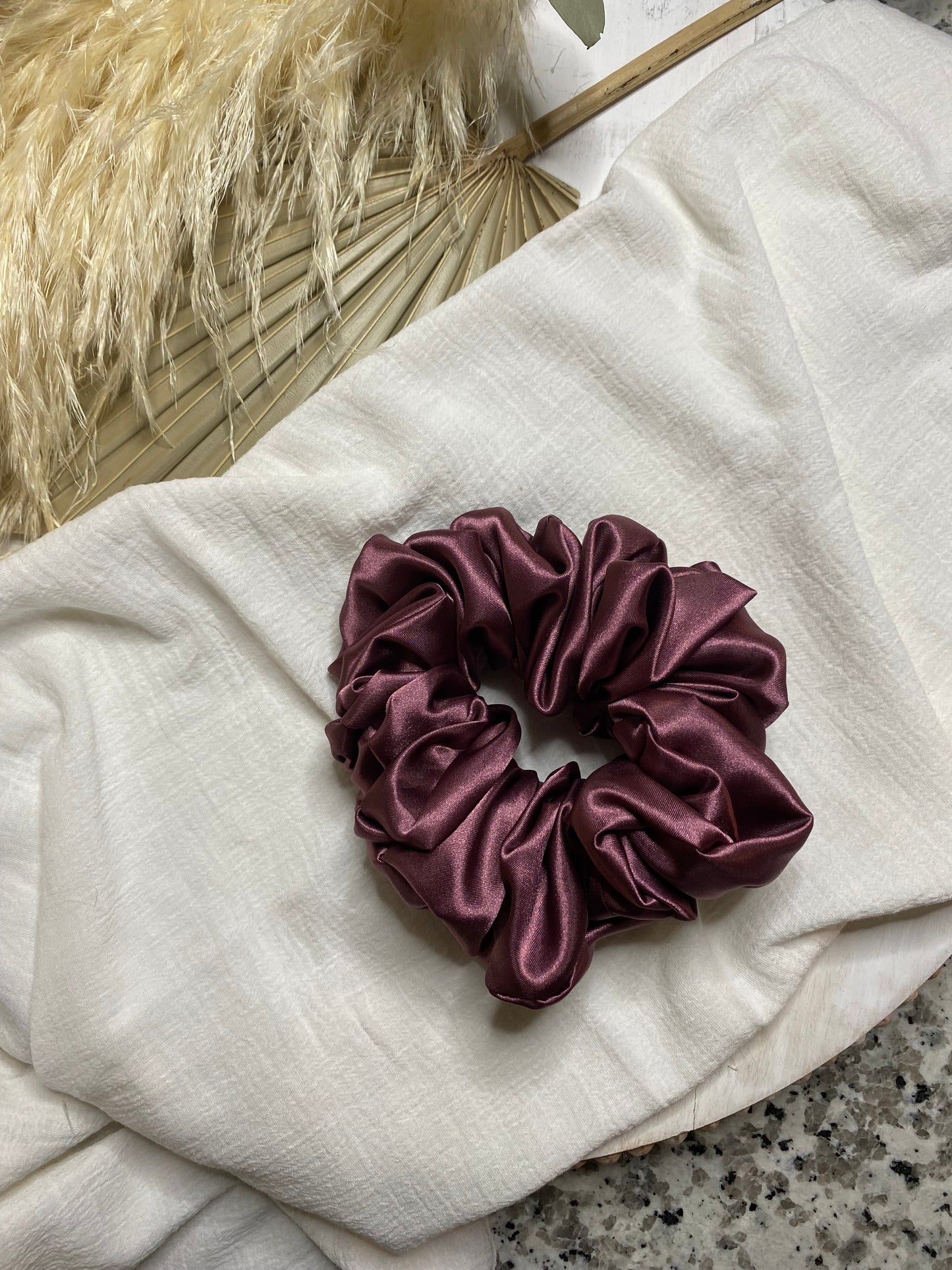 Burgundy Silk Scrunchie