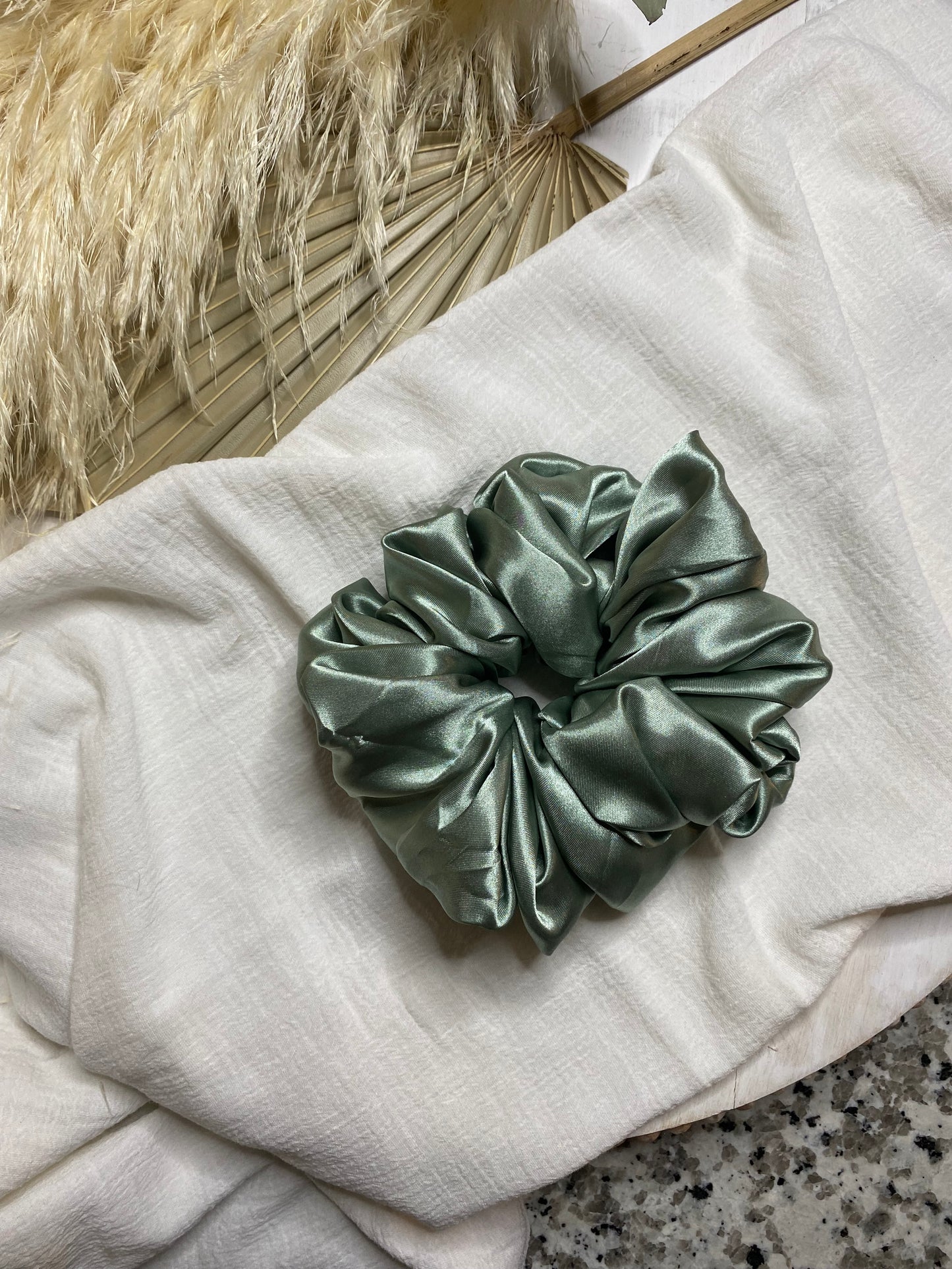 Sage Green Silk Scrunchie